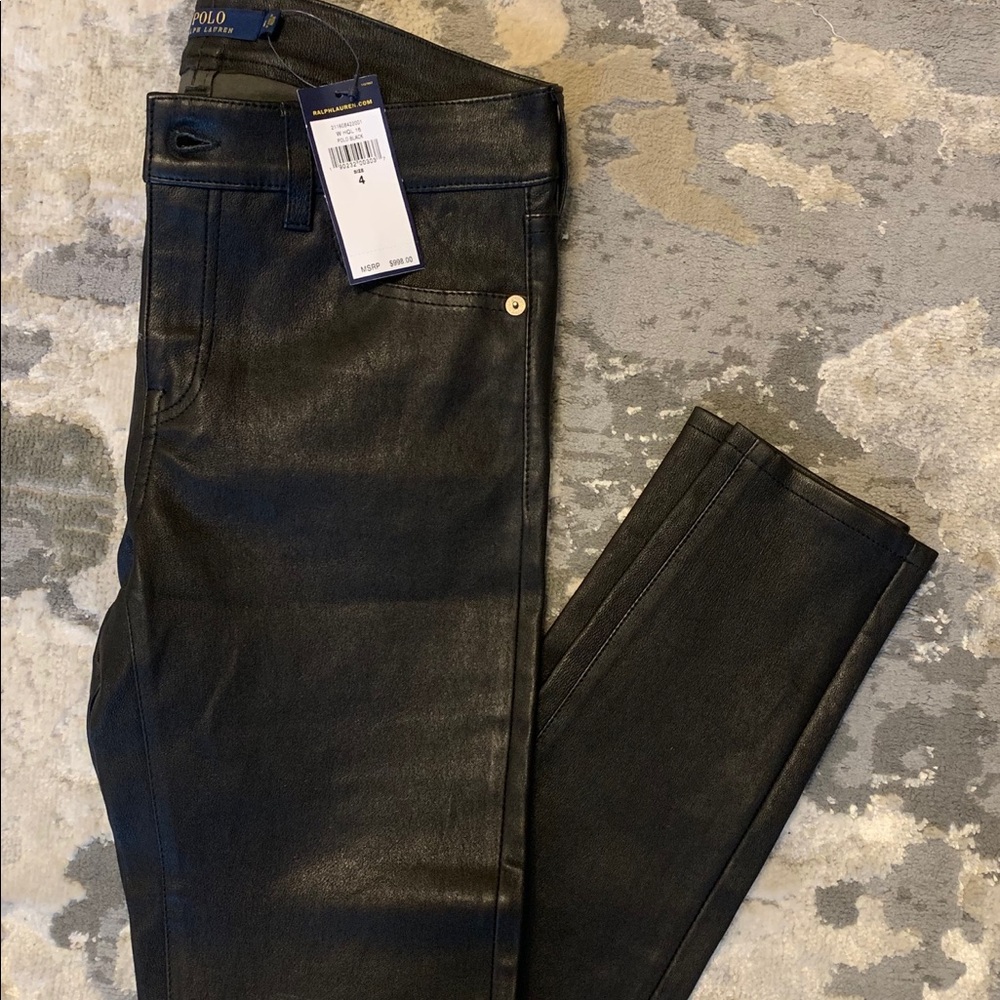 Polo Ralph Lauren Black Leather Pants